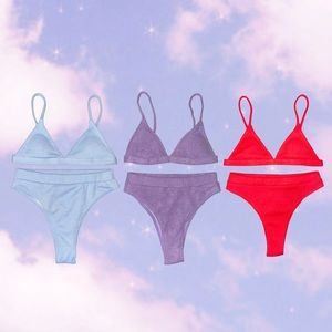 Pastel blue, Red, & Purple high waisted Bikinis 💗